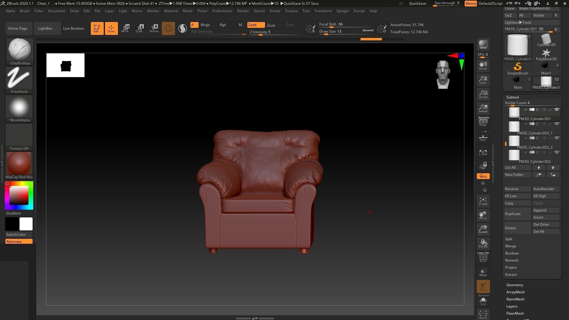 Furny Elzada Arm Chair Low-poly 3D model_1