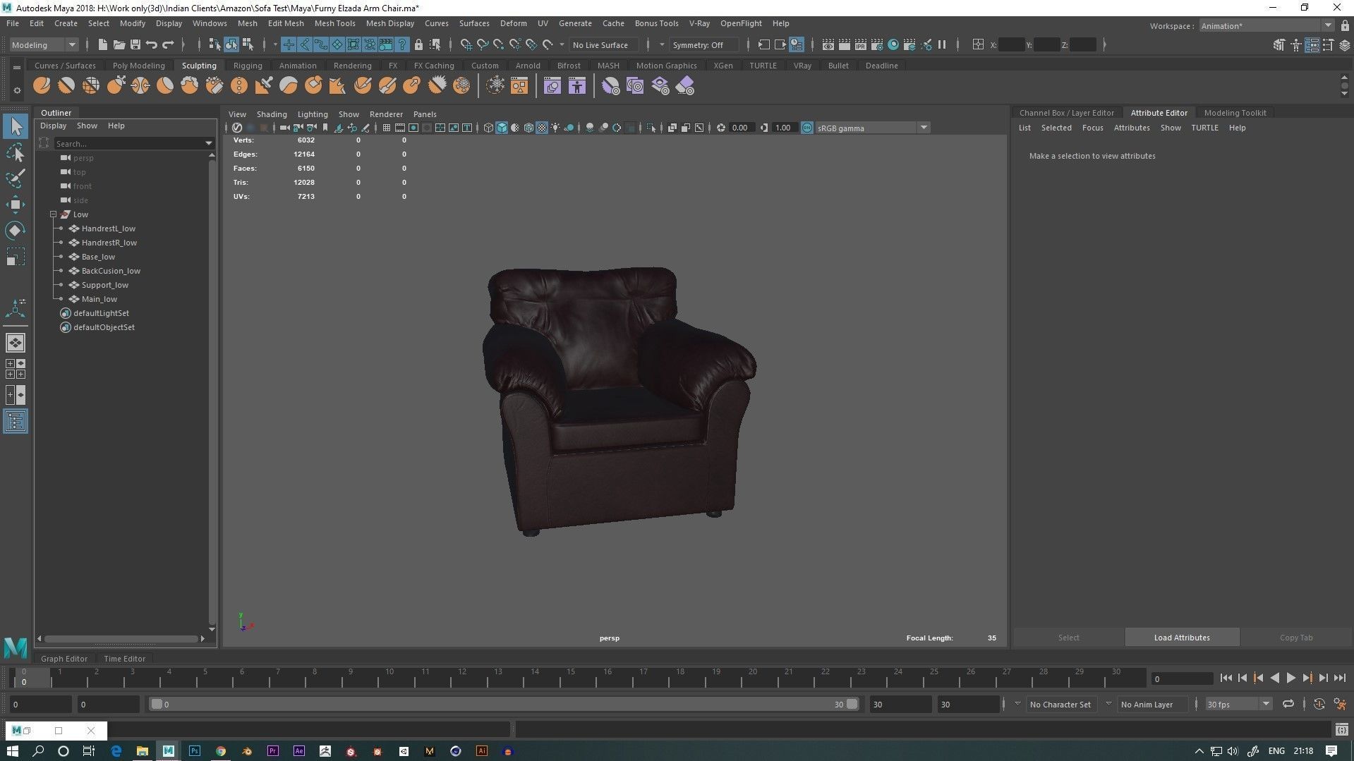 Furny Elzada Arm Chair Low-poly 3D model_3