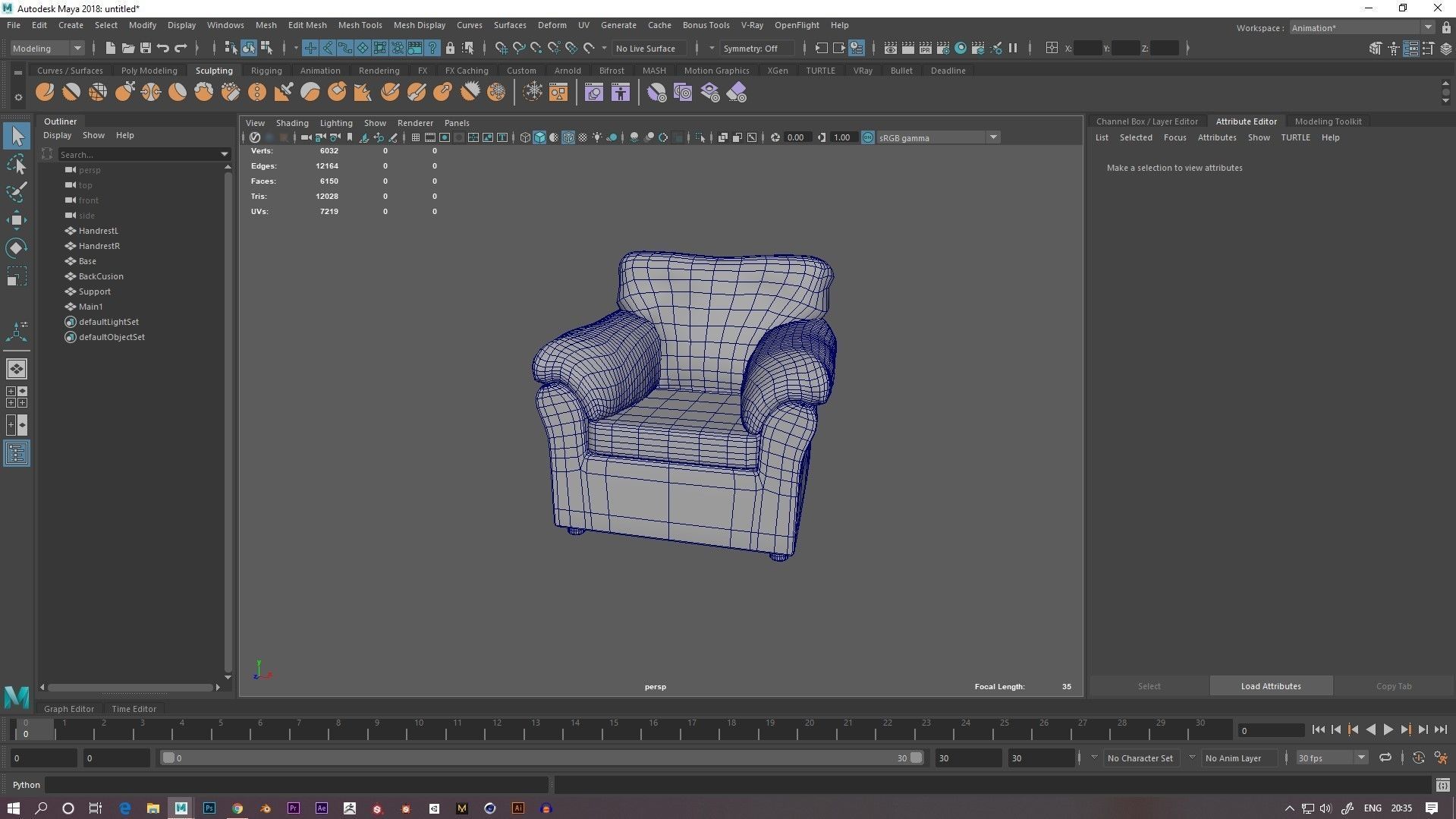 Furny Elzada Arm Chair Low-poly 3D model_5