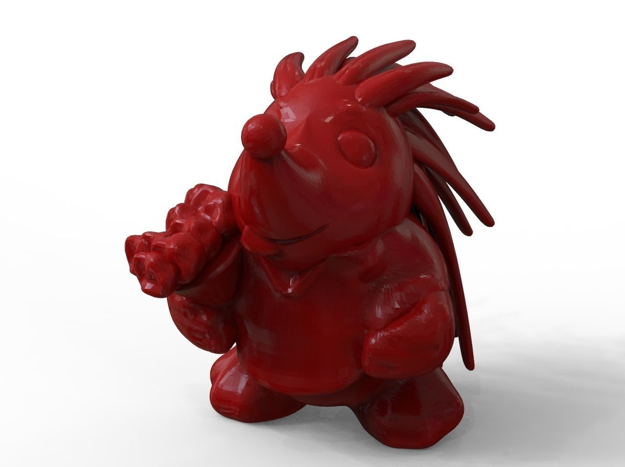 hedgehog figurine holding flower 3D print model_3