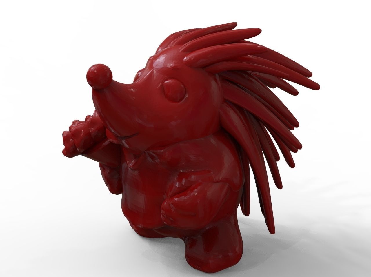 hedgehog figurine holding flower 3D print model_2