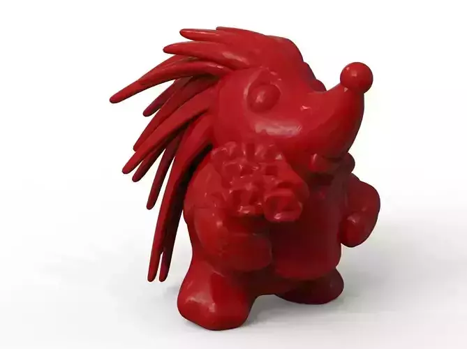 hedgehog figurine holding flower 3D print model