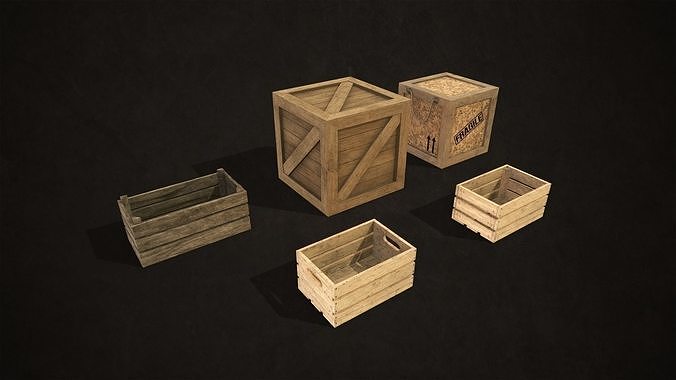 Wooden Crates Low-poly 3D model