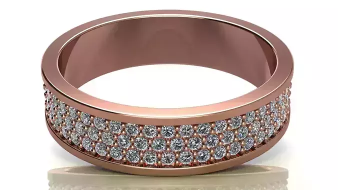 Three-Row Diamond Wedding Band size 15 mm