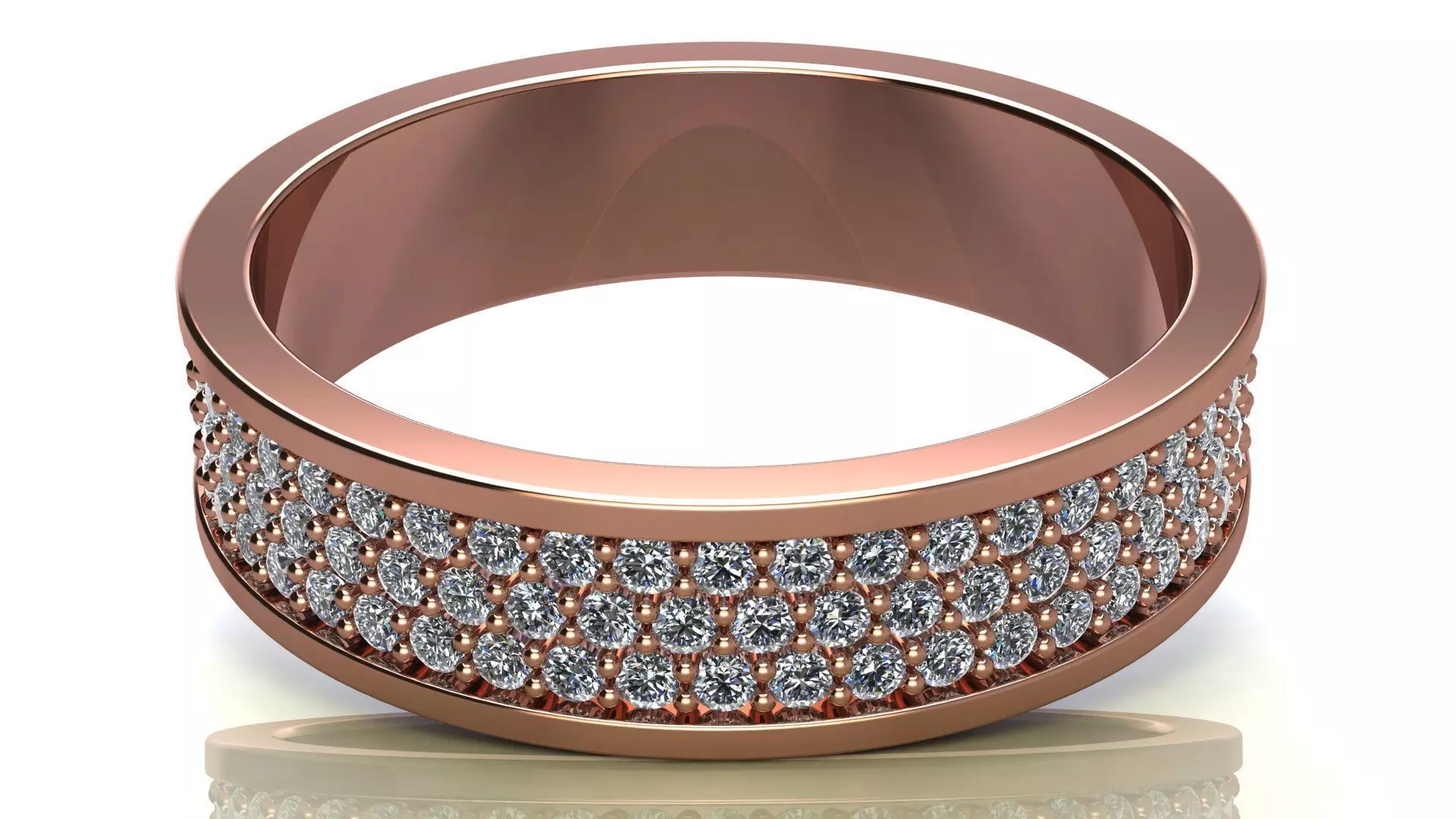 Three-Row Diamond Wedding Band size 15 mm 3D print model_0