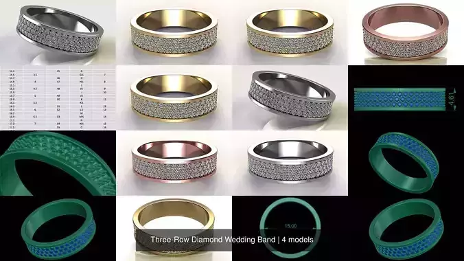 Three-Row Diamond Wedding Band