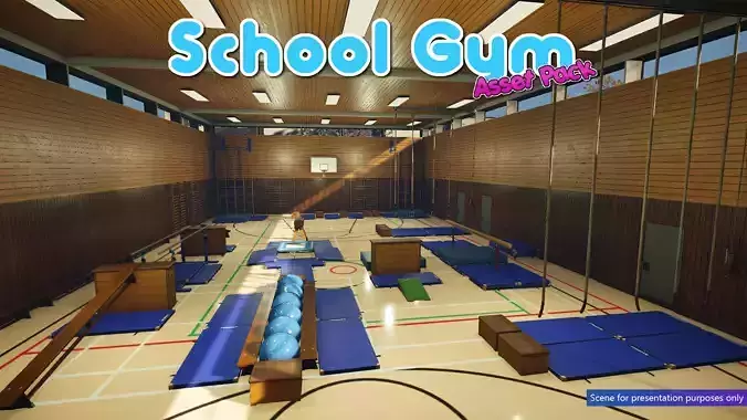 Low-Poly School Gym Pack Low-poly 3D model