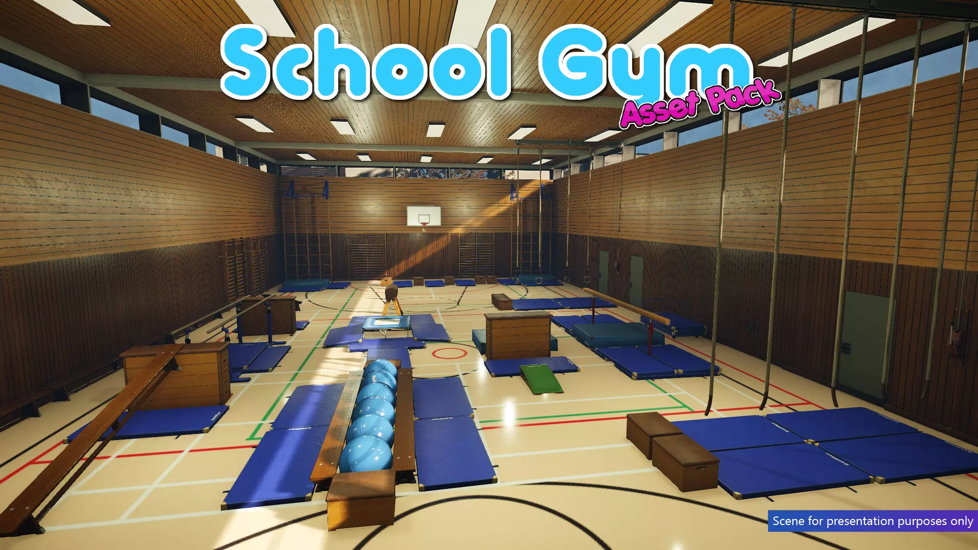 Low-Poly School Gym Pack Low-poly 3D model_0