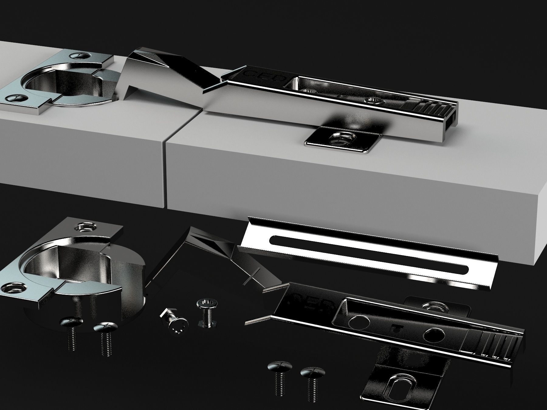 hinge stainless steel door latch 3D model