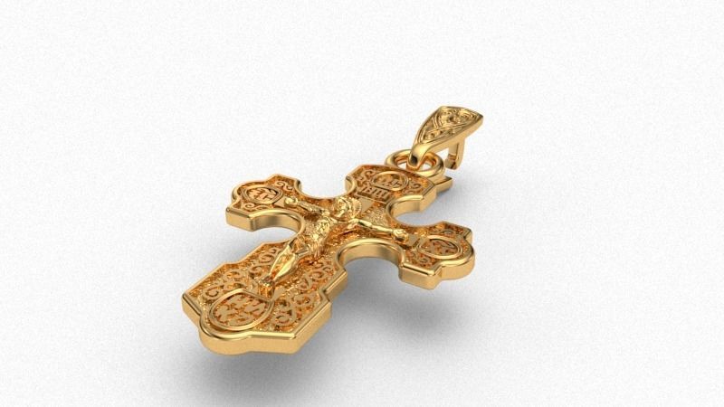 Krest-cross 3D print model gold cross pendant 3D print model_1