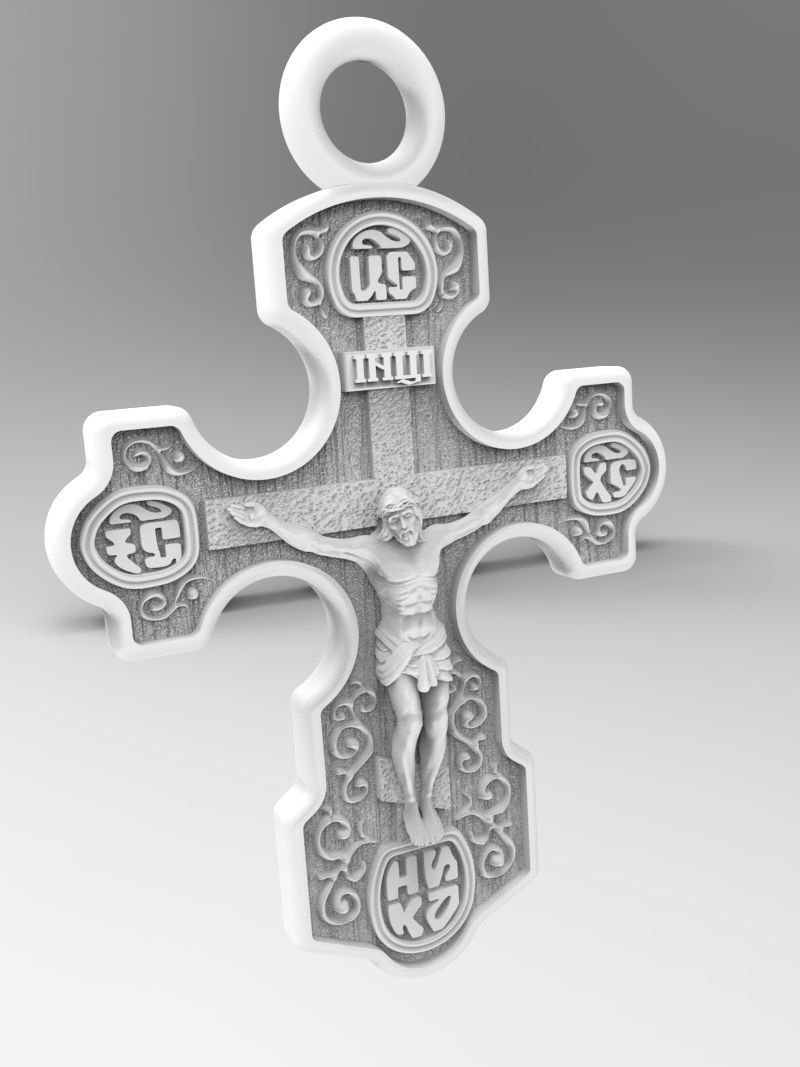 Krest-cross 3D print model gold cross pendant 3D print model_5