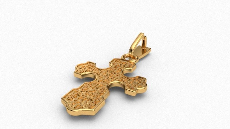 Krest-cross 3D print model gold cross pendant 3D print model_2