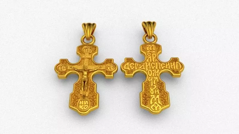 Krest-cross 3D print model gold cross pendant 3D print model_0