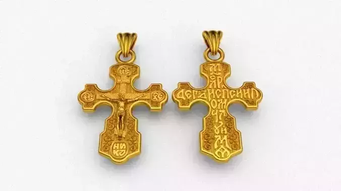 Krest-cross 3D print model gold cross pendant