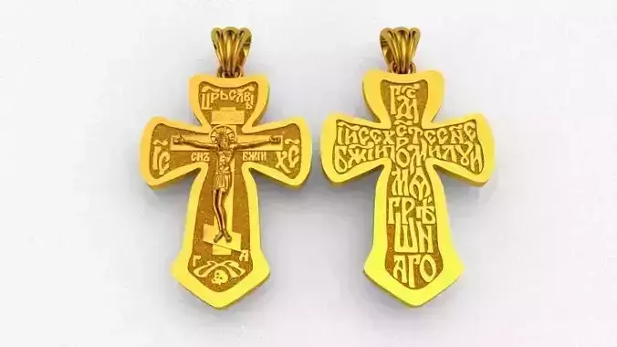 Krest-cross 3D print model gold cross pendant