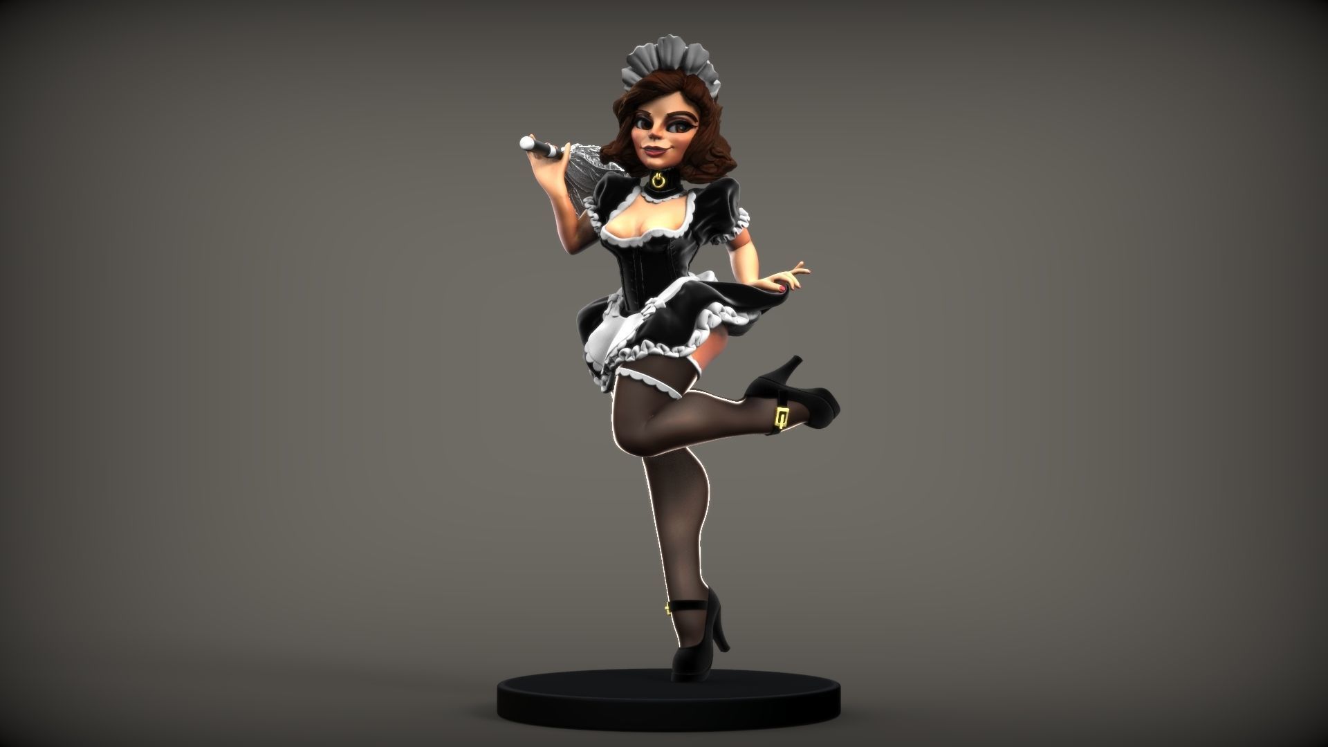 French Maid Pinup - FREE Free 3D print model_3