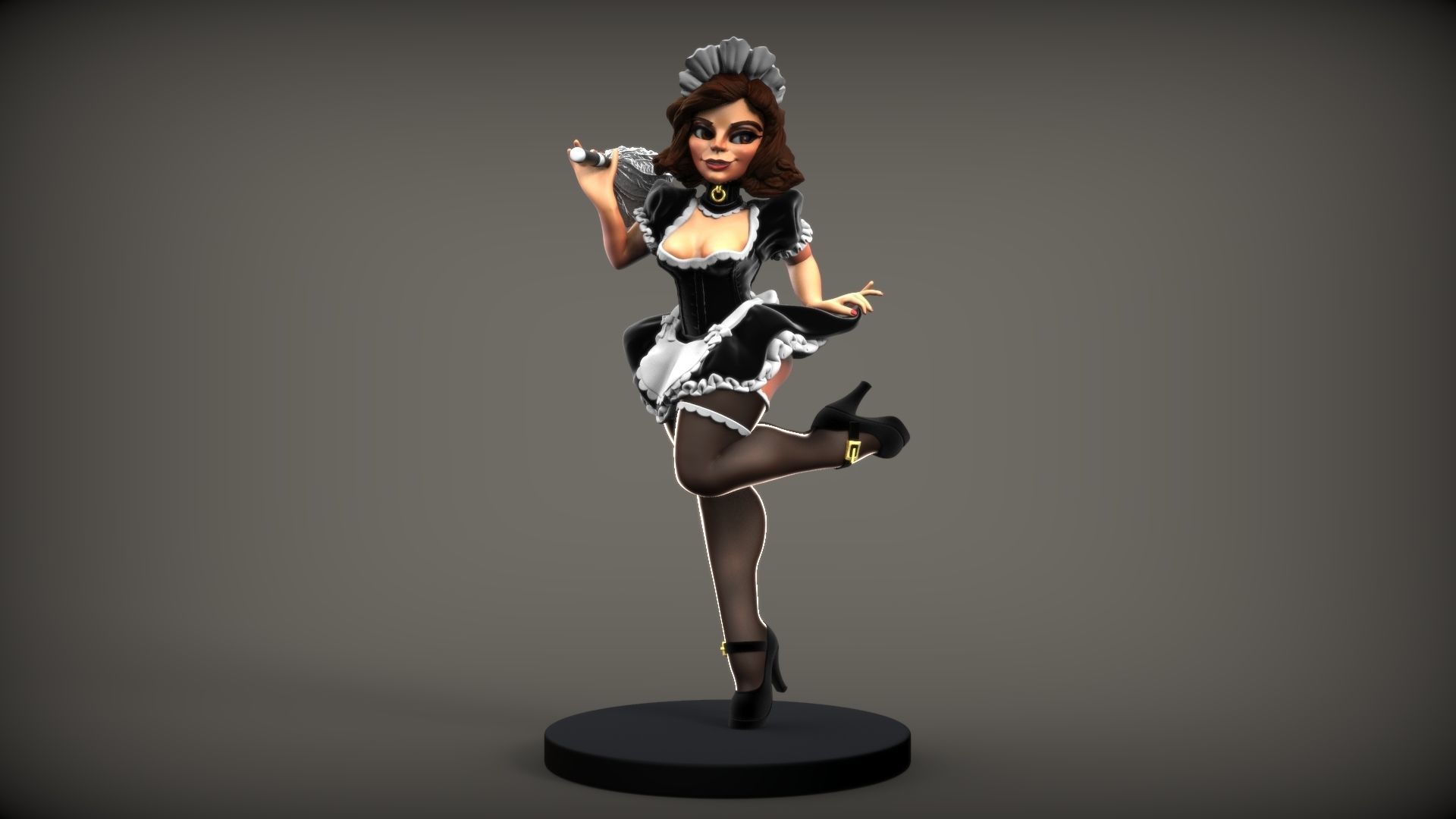 French Maid Pinup - FREE Free 3D print model_16
