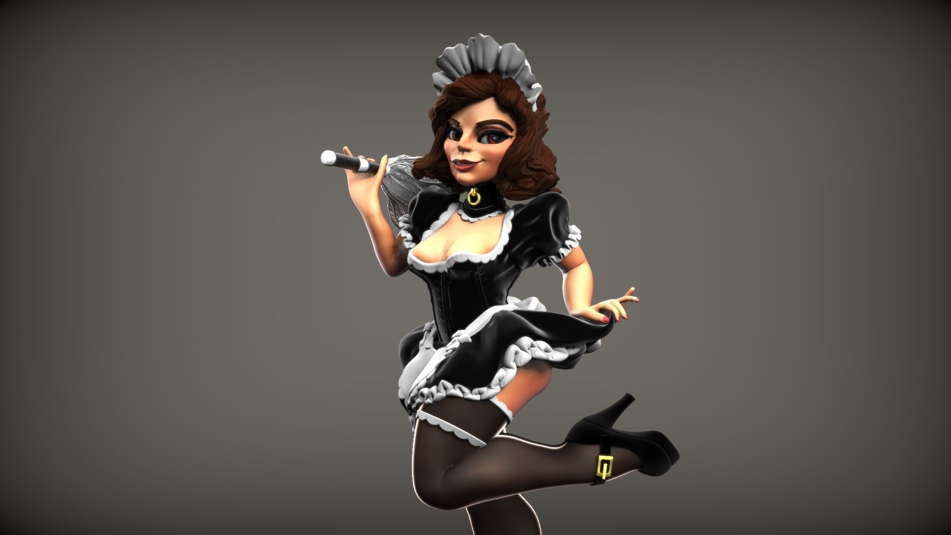 French Maid Pinup - FREE Free 3D print model_19