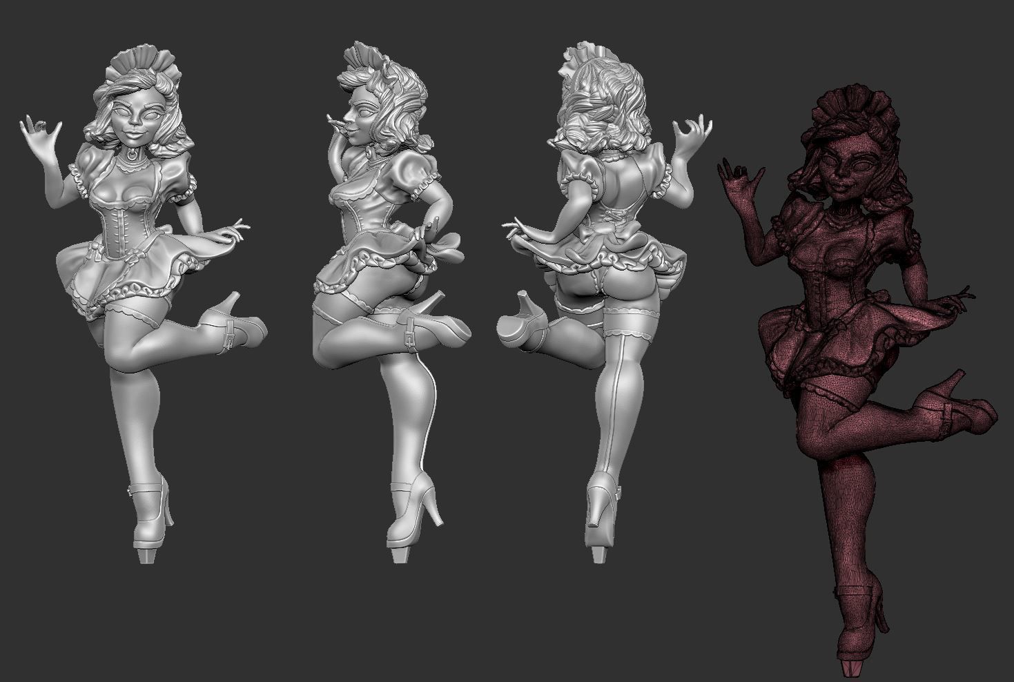 French Maid Pinup - FREE Free 3D print model_15