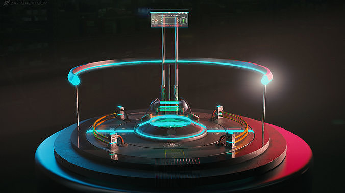 Sci-fi cyberpunk Teleport platform Low-poly 3D model