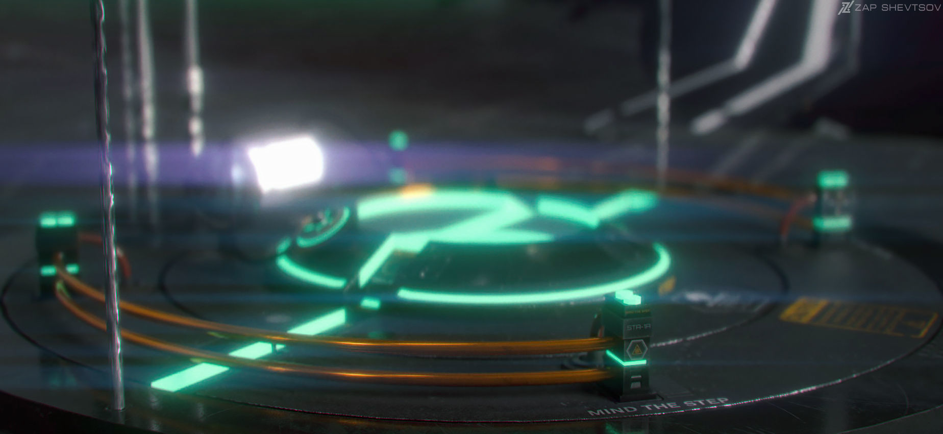 Sci-fi cyberpunk Teleport platform Low-poly 3D model_6