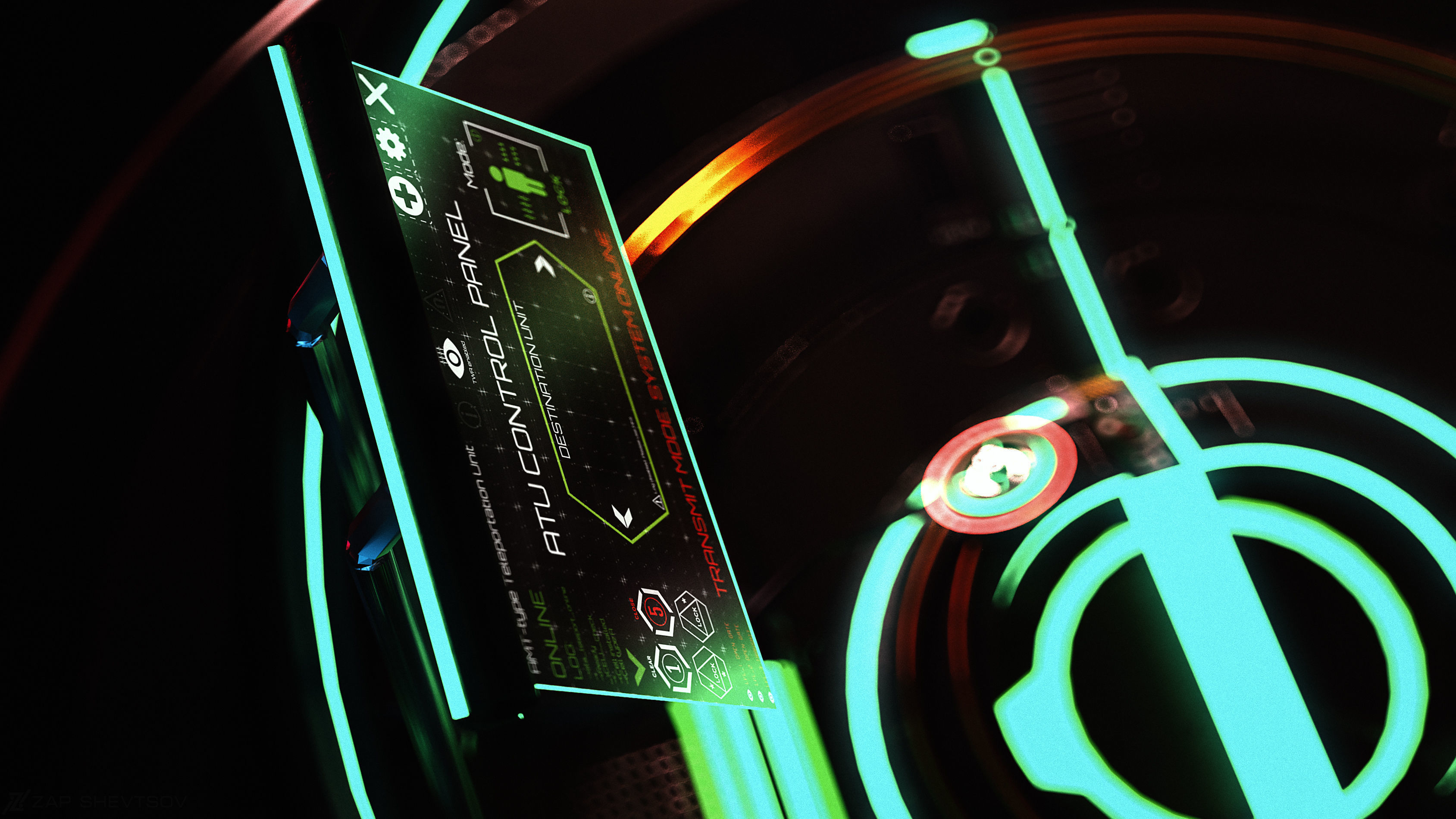 Sci-fi cyberpunk Teleport platform Low-poly 3D model_3