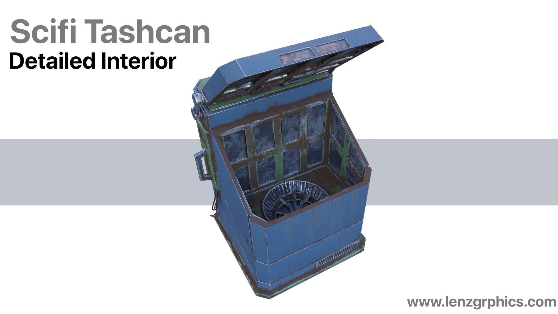 Scifi Trashcan Low-poly 3D model_4