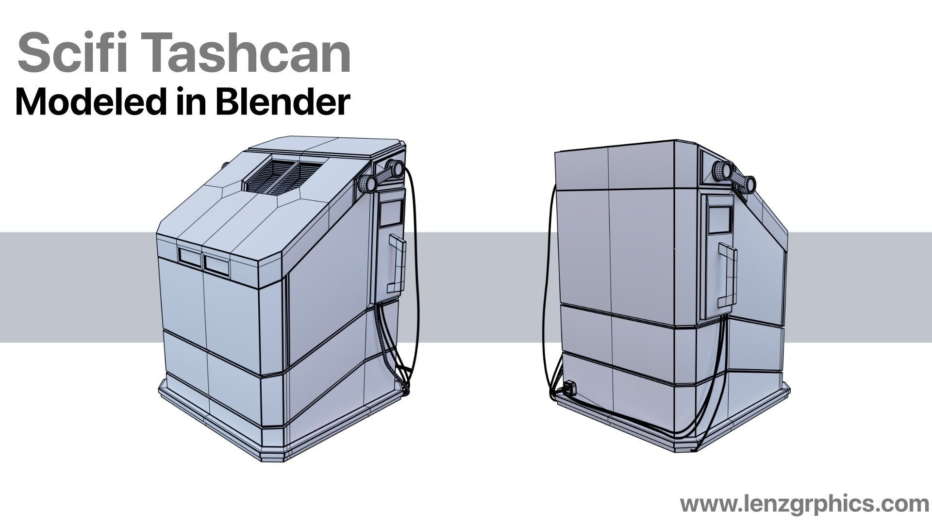 Scifi Trashcan Low-poly 3D model_1