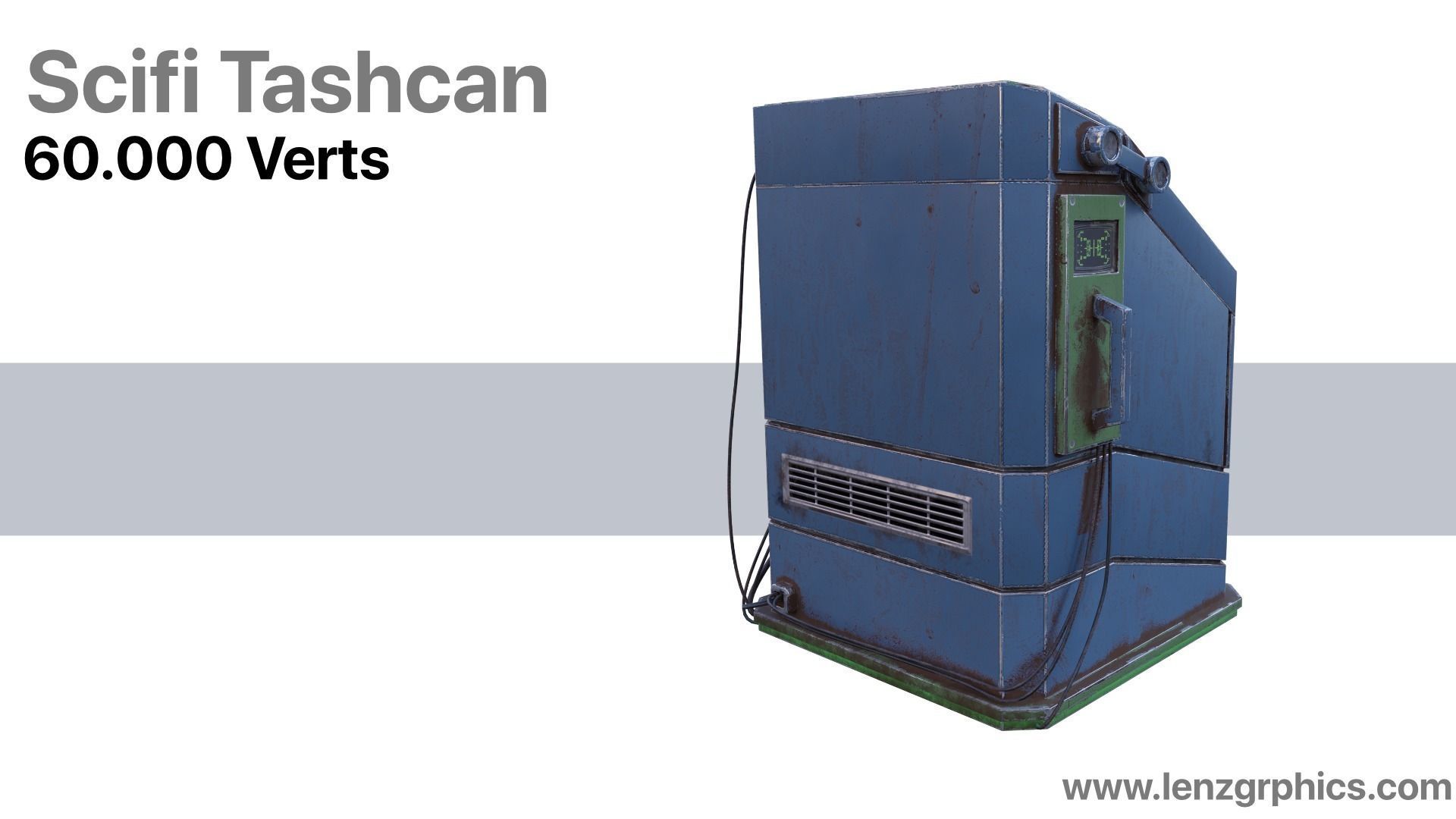 Scifi Trashcan Low-poly 3D model_3