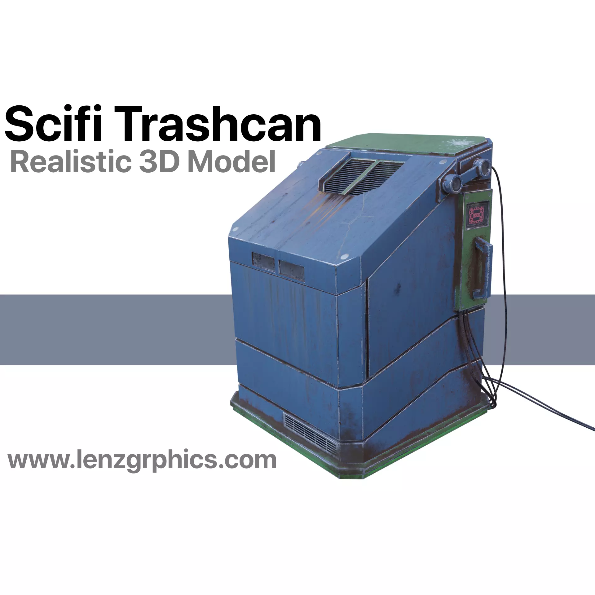 Scifi Trashcan Low-poly 3D model_0