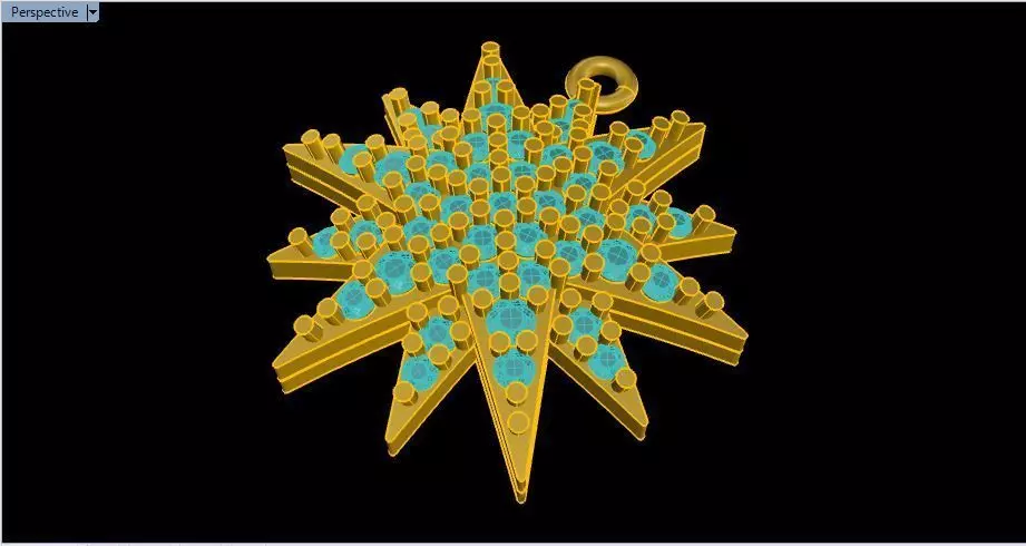 PENDENT gold star pendant with turquoise stones Free 3D print model
