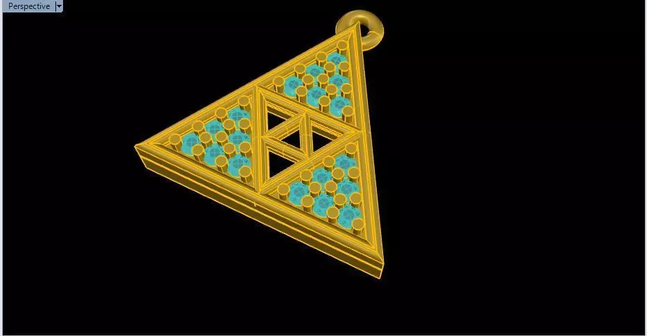 CHARM triangular pendant made of gold and turquoise Free 3D print model