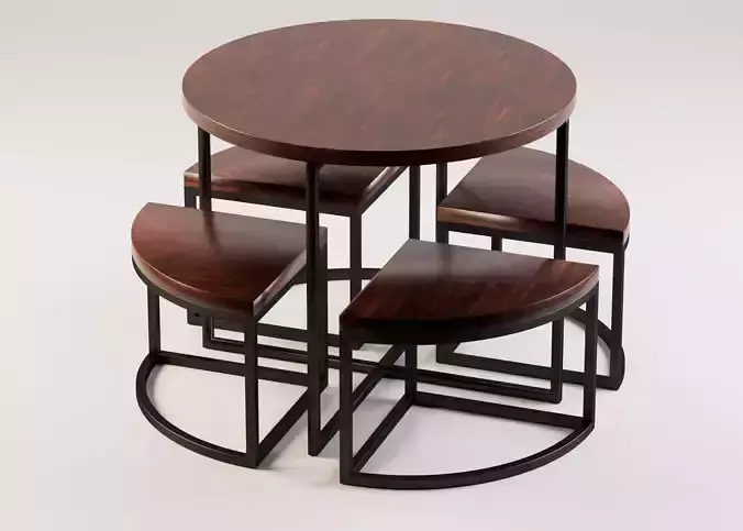 Loft table and chairs 3D model