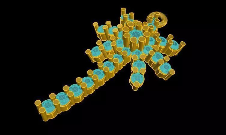 CHARM dragonfly made of gold and turquoise 3D print model_0