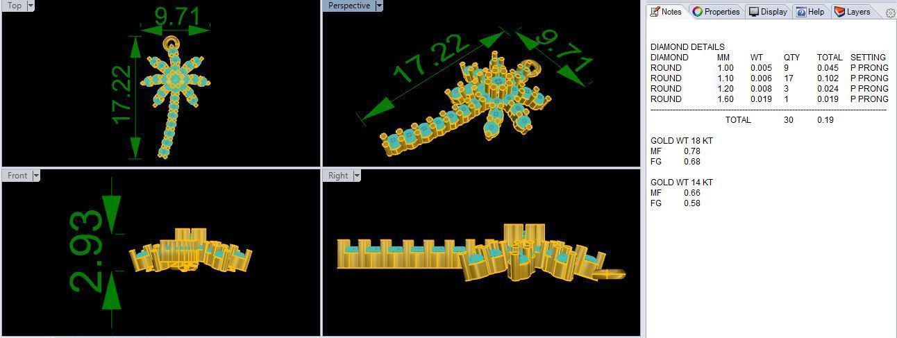 CHARM dragonfly made of gold and turquoise 3D print model_1