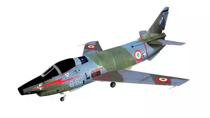 Lowpoly Fiat G91Y Aircraft Low-poly 3D model