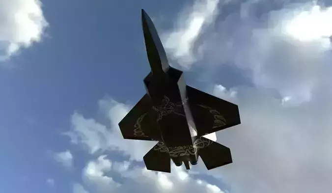 Warplane fighter jet flying in sky