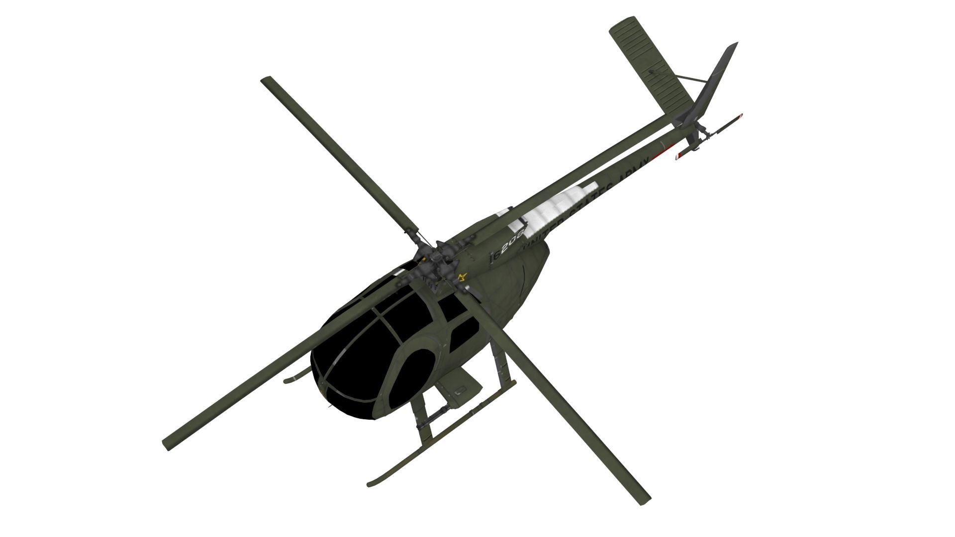 Hughes OH-6 Cayuse Aircraft Low-poly 3D model_4