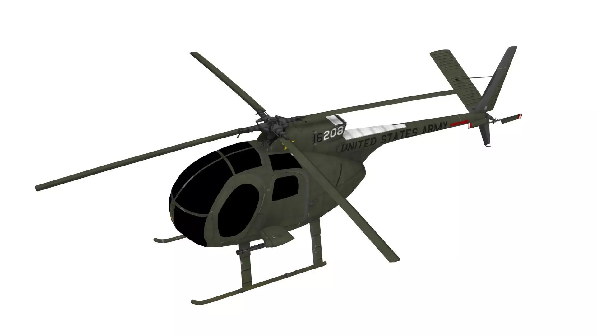 Hughes OH-6 Cayuse Aircraft Low-poly 3D model_0