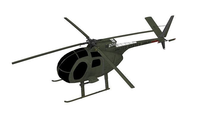 Hughes OH-6 Cayuse Aircraft Low-poly 3D model