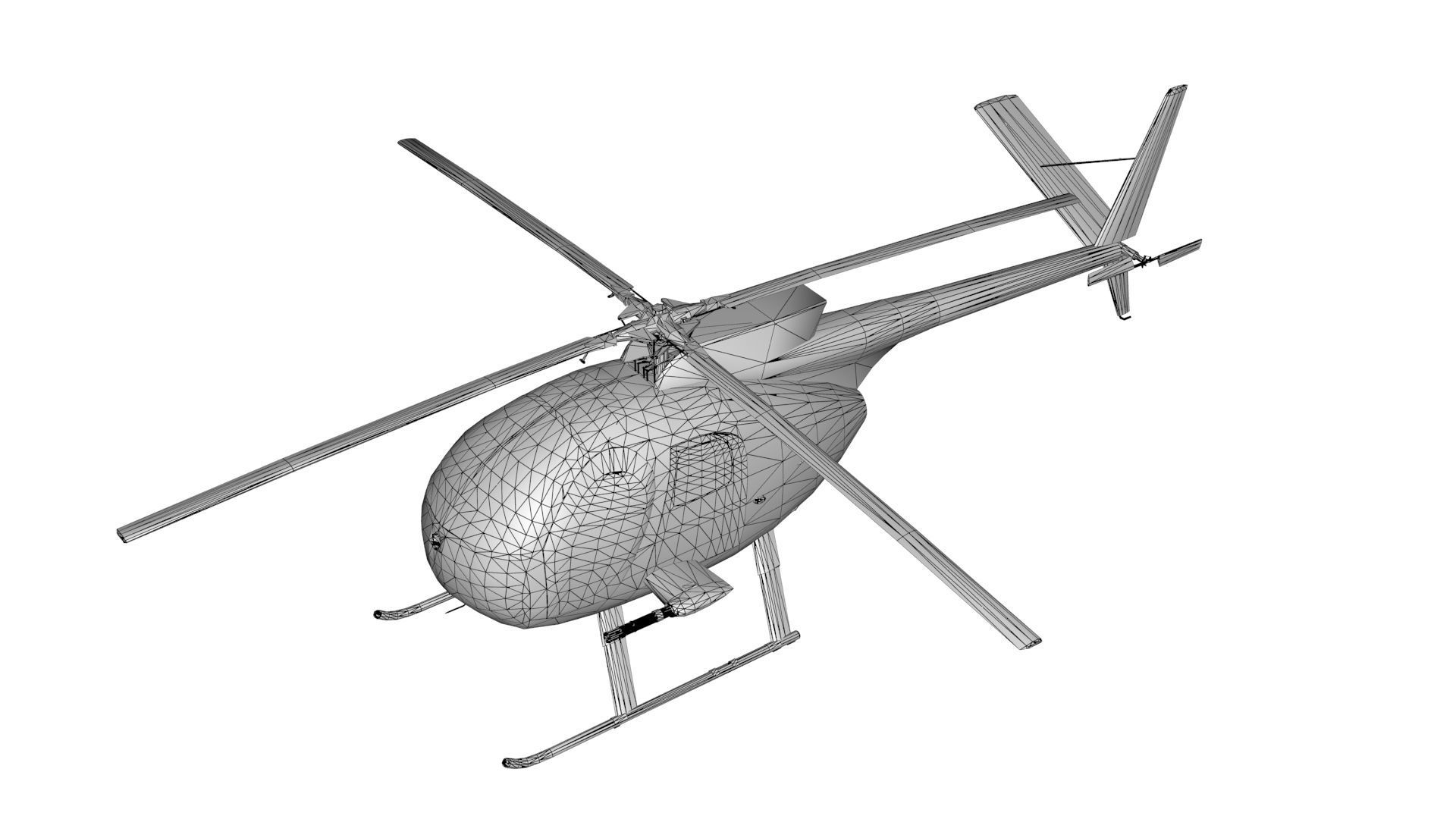 Hughes OH-6 Cayuse Aircraft Low-poly 3D model_1