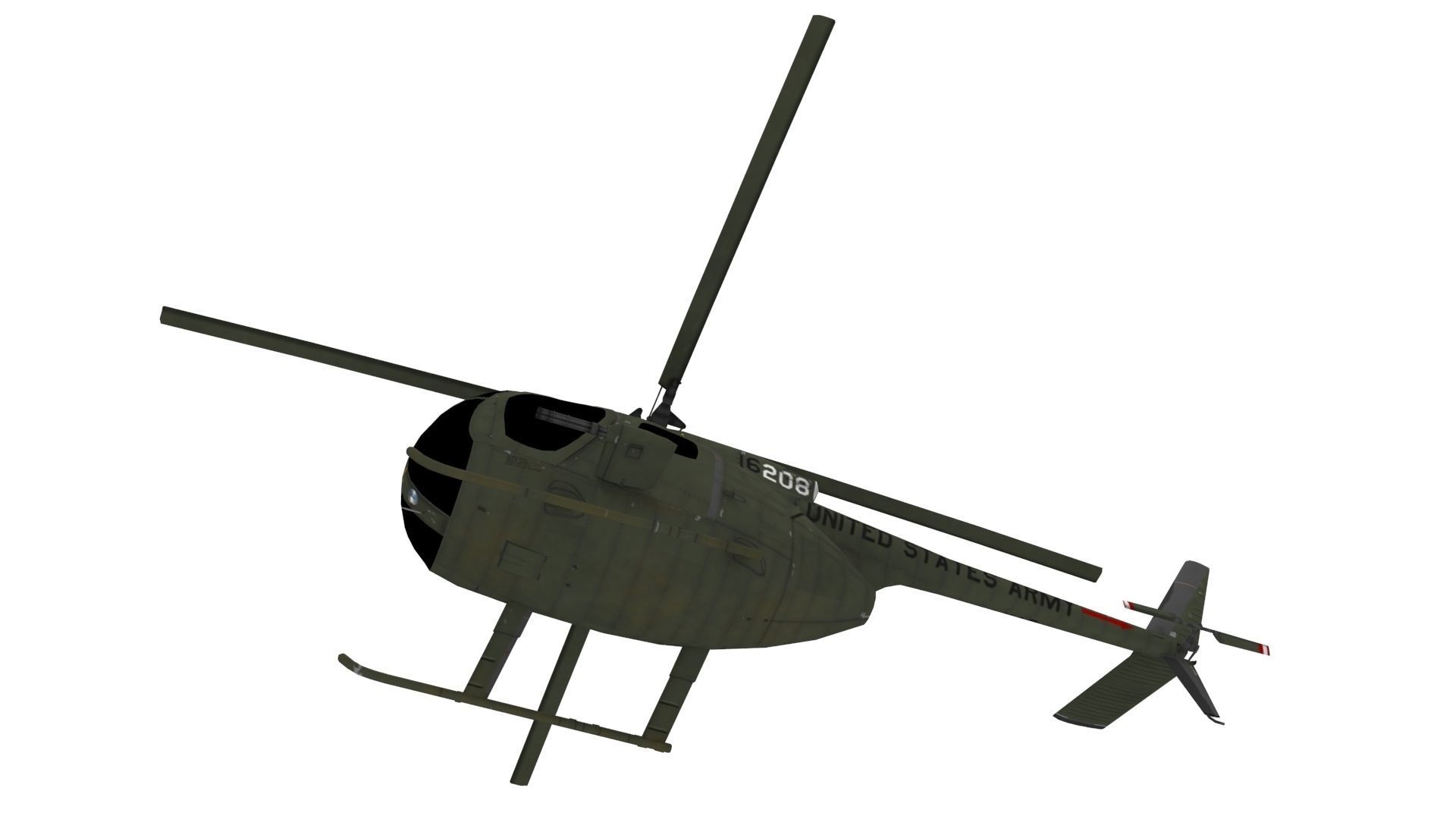 Hughes OH-6 Cayuse Aircraft Low-poly 3D model_3