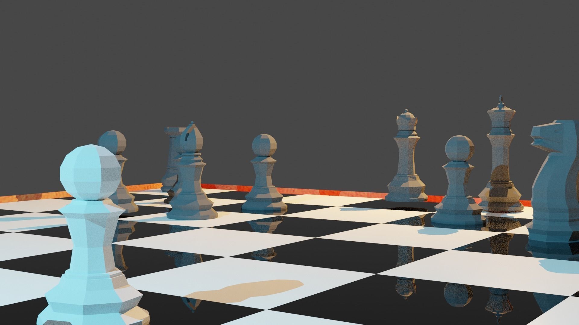 Low Poly Chess Pieces with Board Low-poly 3D model_4