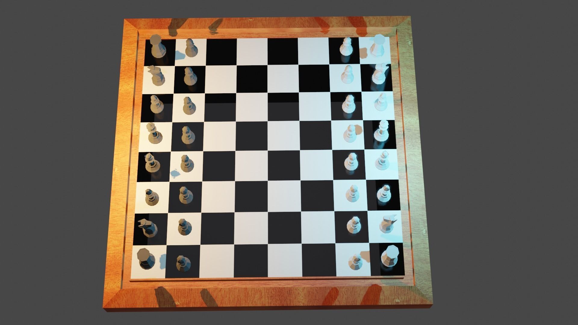 Low Poly Chess Pieces with Board Low-poly 3D model_3
