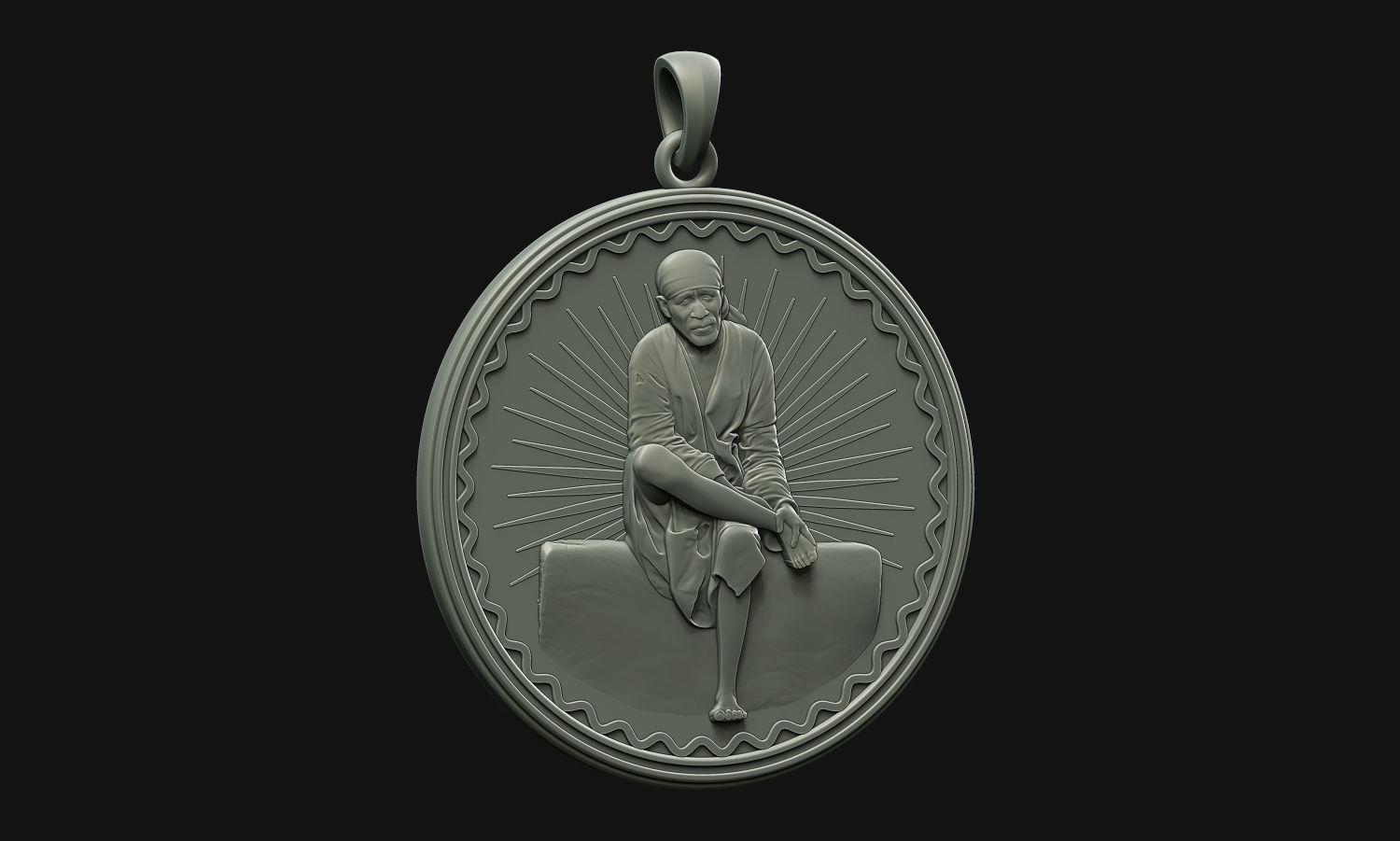Sai Baba Coin Pendant 3D print model_11