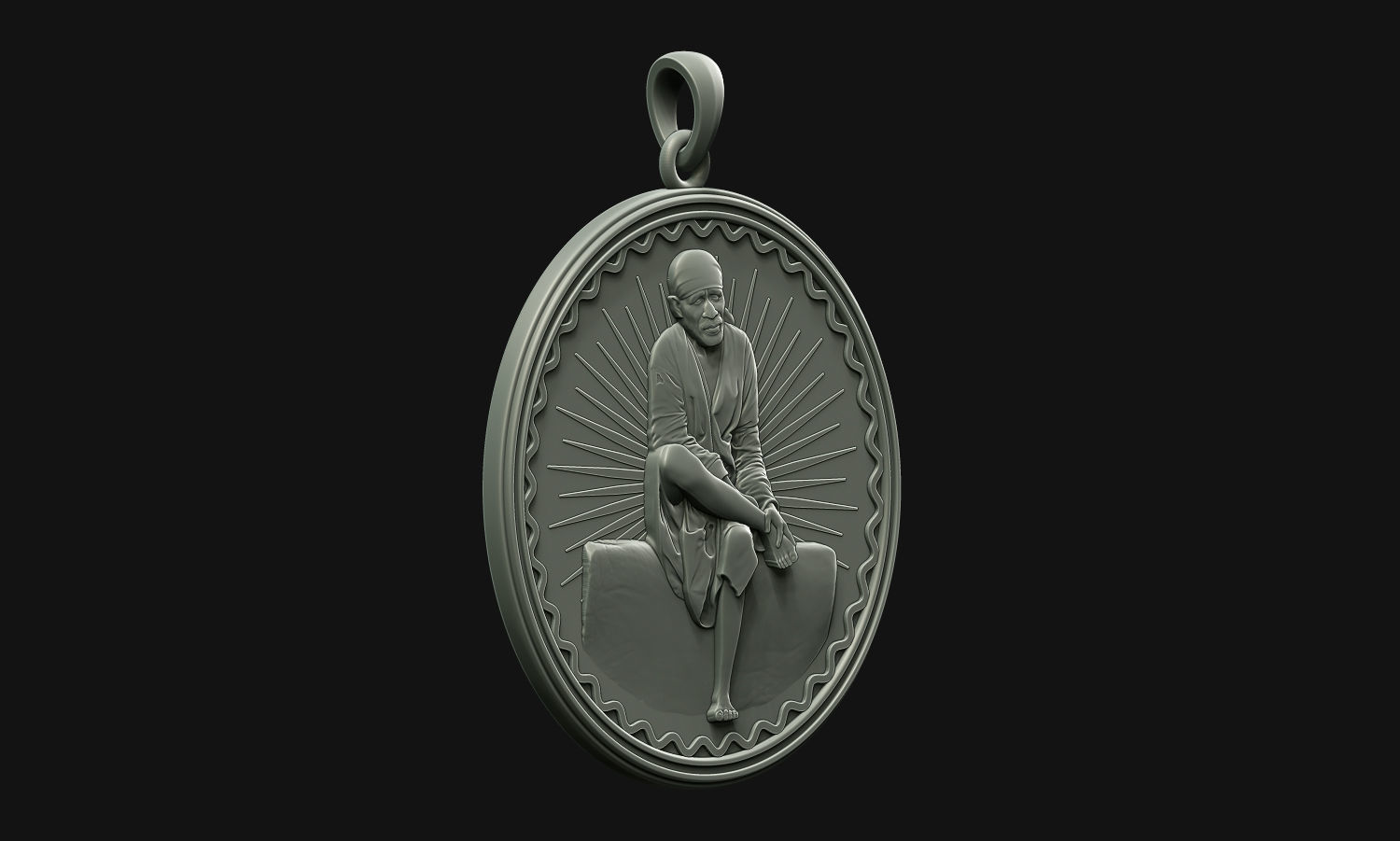 Sai Baba Coin Pendant 3D print model_12