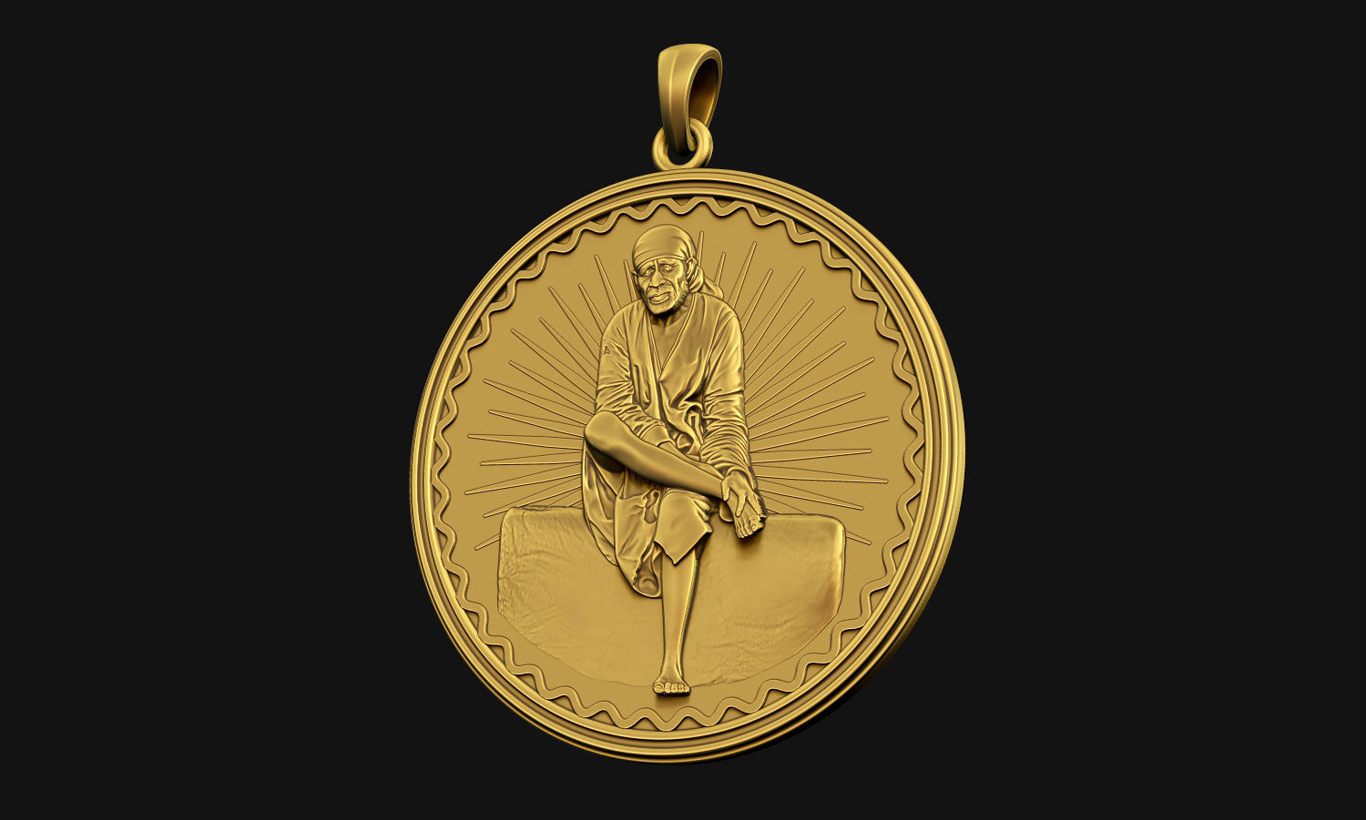 Sai Baba Coin Pendant 3D print model_3