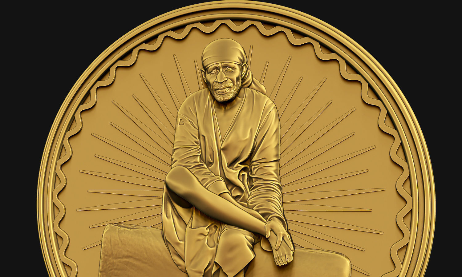 Sai Baba Coin Pendant 3D print model_4