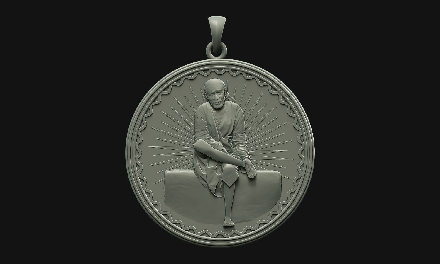 Sai Baba Coin Pendant 3D print model_10
