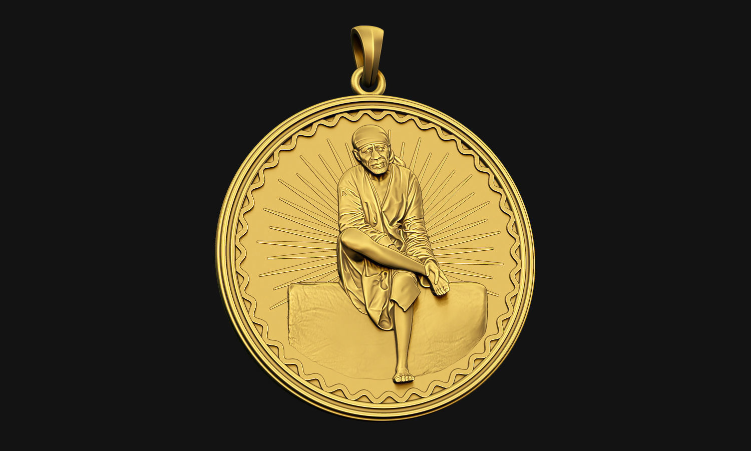 Sai Baba Coin Pendant 3D print model_2